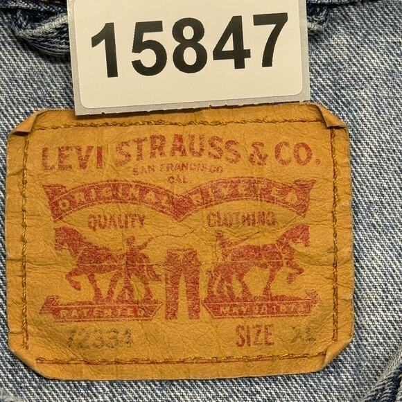 Levis Jacket Mens XL Blue Trucker Denim Jean Button Up Long Sleeve Workwear - Picture 9 of 9